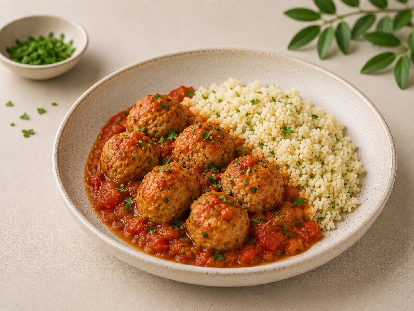 Foto de Albóndigas de pollo en tomate con cuscús