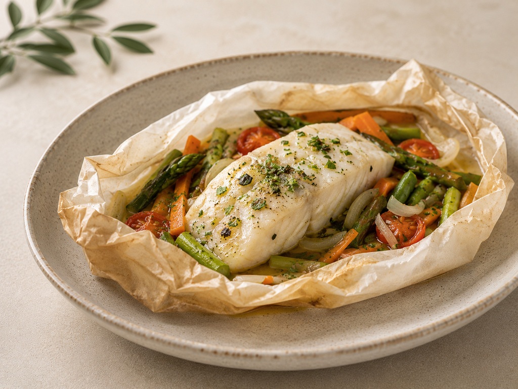Foto de Bacalao al papillote con verduras