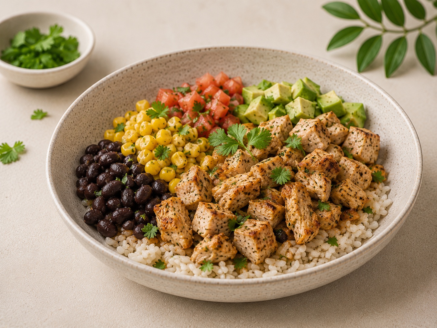 Foto de Burrito bowl de pollo y frijoles