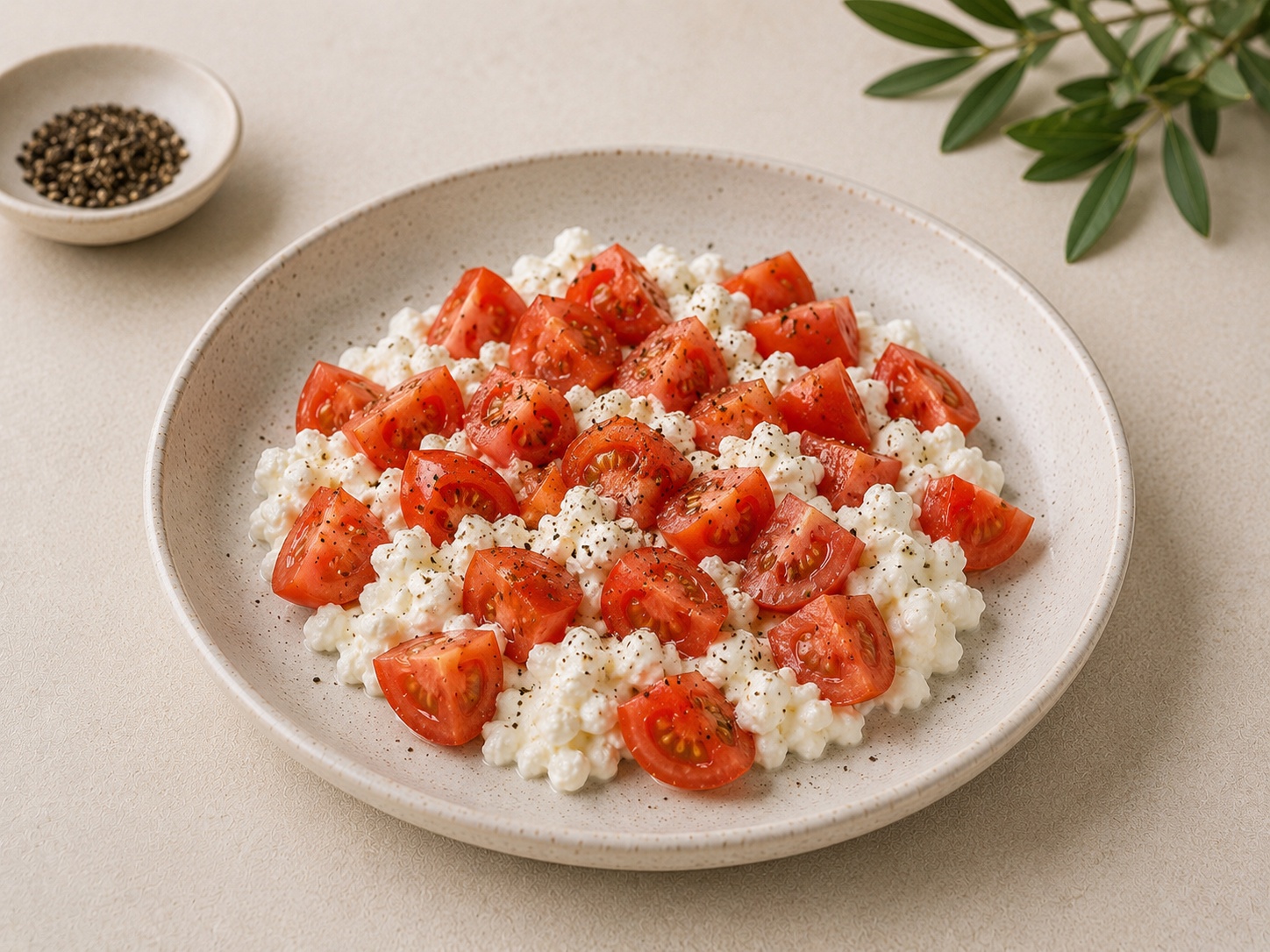 Foto de Cottage con tomate y pimienta