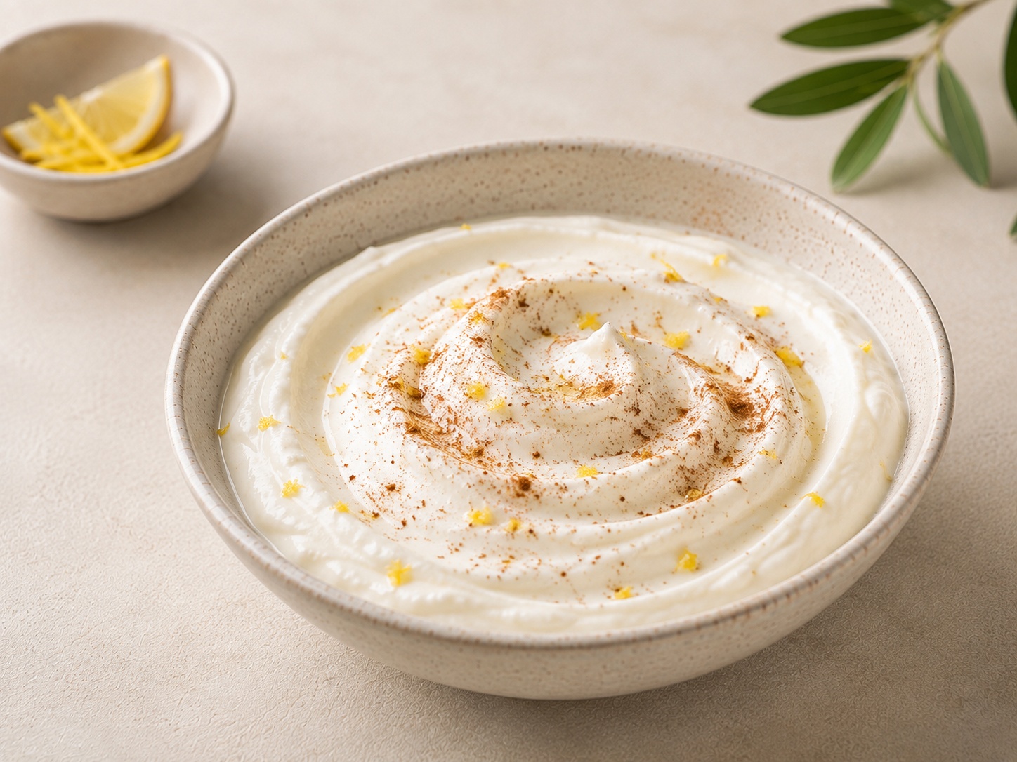 Foto de Crema de queso fresco batido con limón y canela