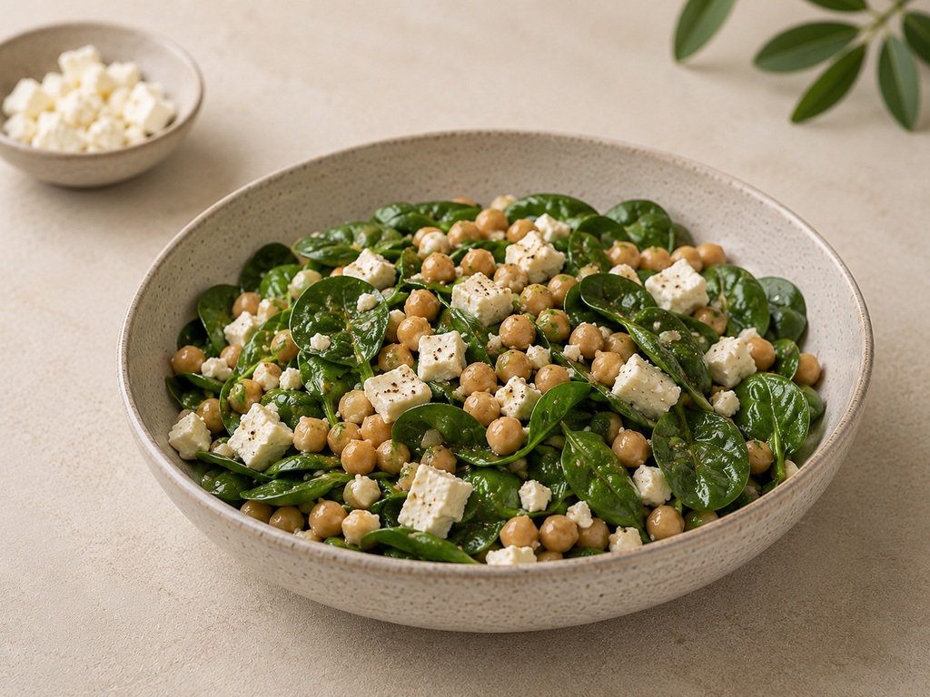 Foto de Ensalada templada de espinacas, garbanzos y feta