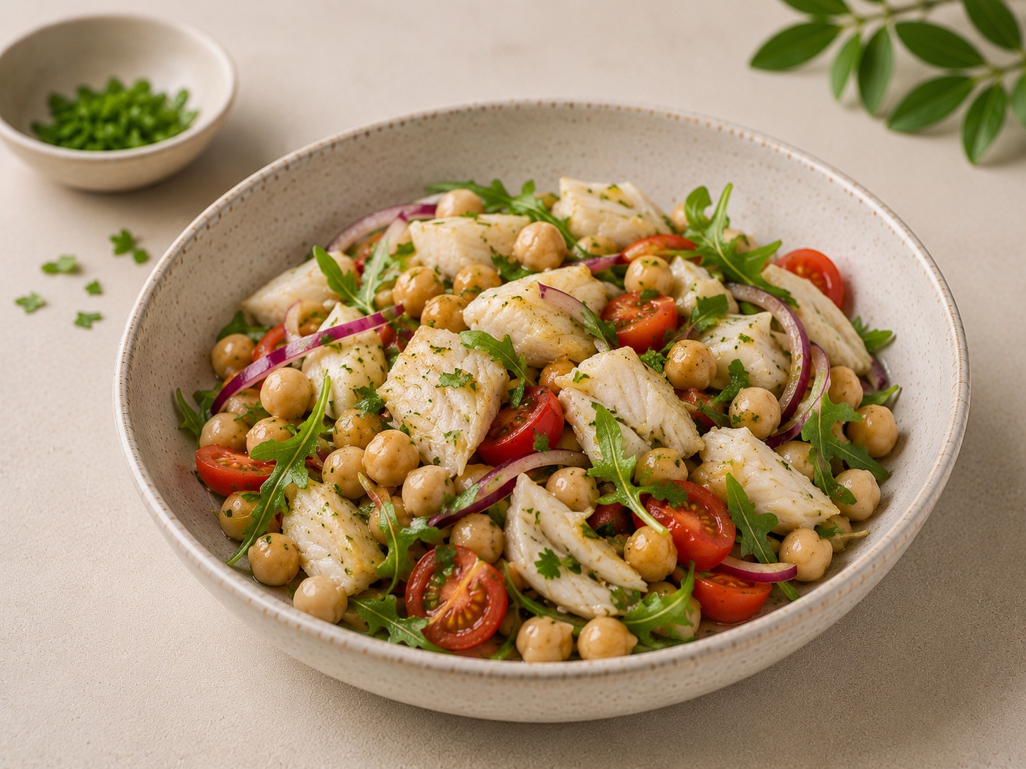 Foto de Ensalada templada de garbanzos y bacalao