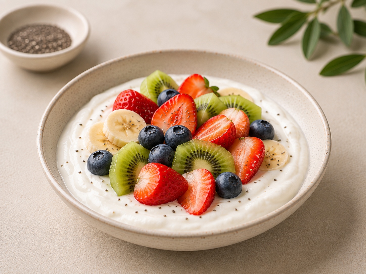 Foto de Fruta con yogur alto en proteína