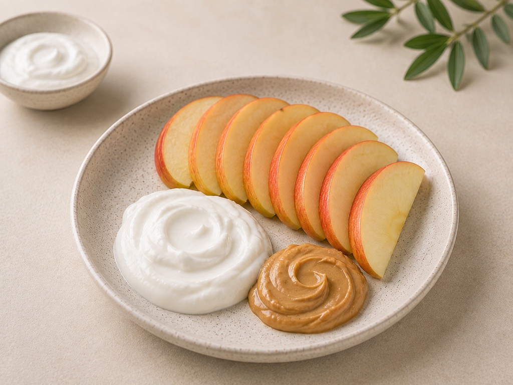 Foto de Manzana con crema de cacahuete y skyr