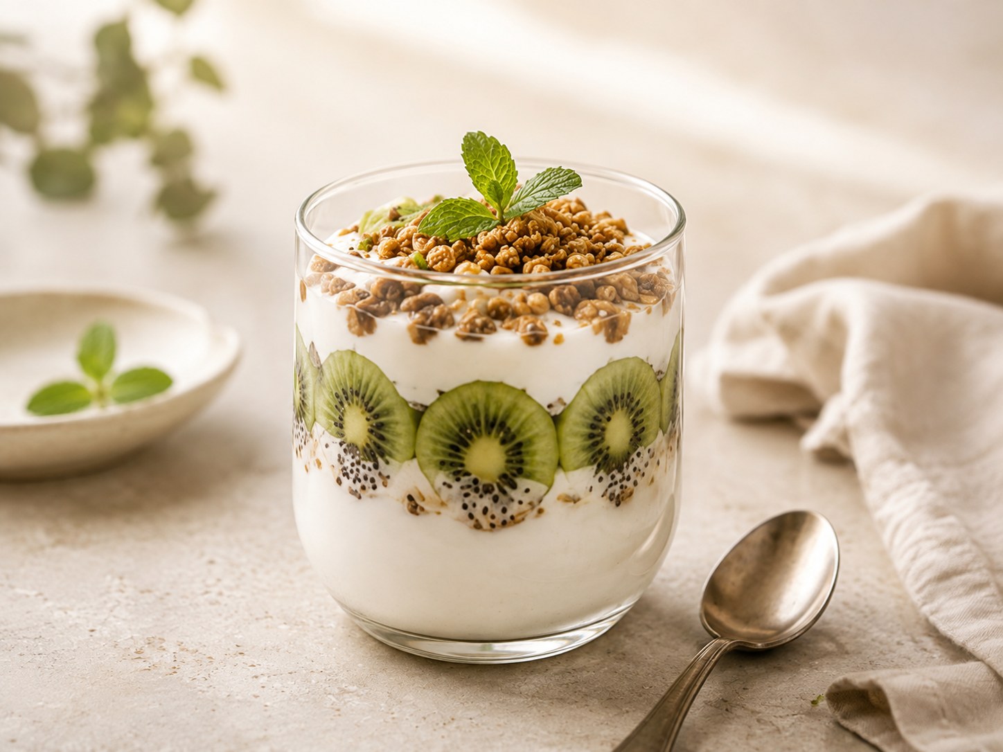 Foto de Parfait de yogur, kiwi y semillas