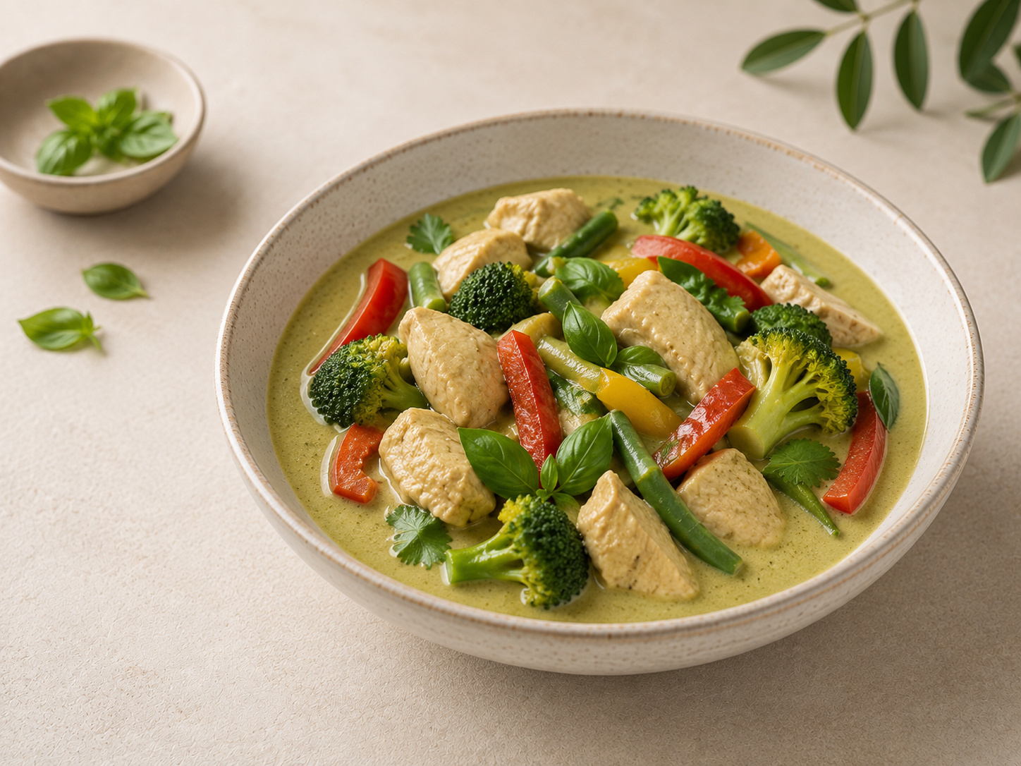 Foto de Pollo al curry verde con verduras