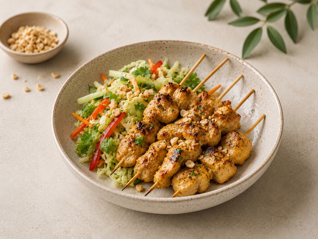 Foto de Pollo satay ligero con ensalada crujiente