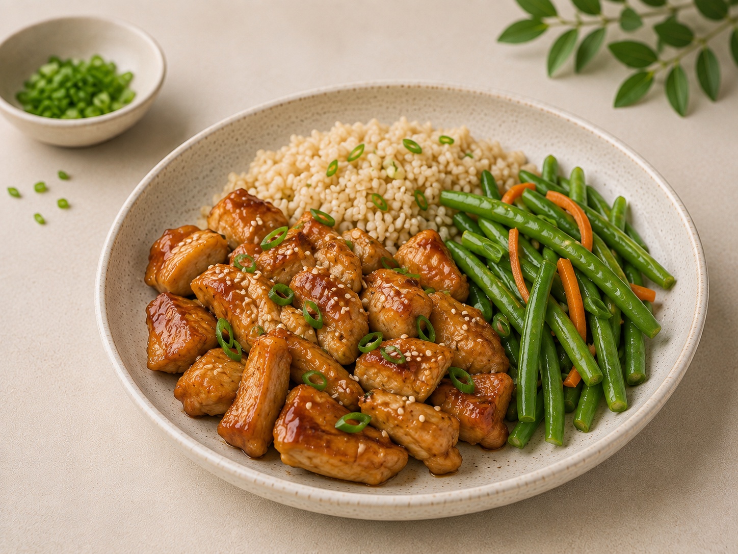 Foto de Pollo teriyaki ligero con arroz y judías
