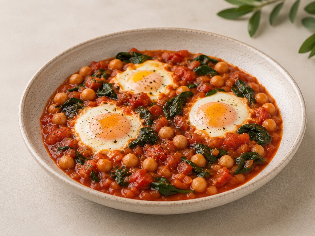 Foto de Shakshuka con garbanzos y espinacas