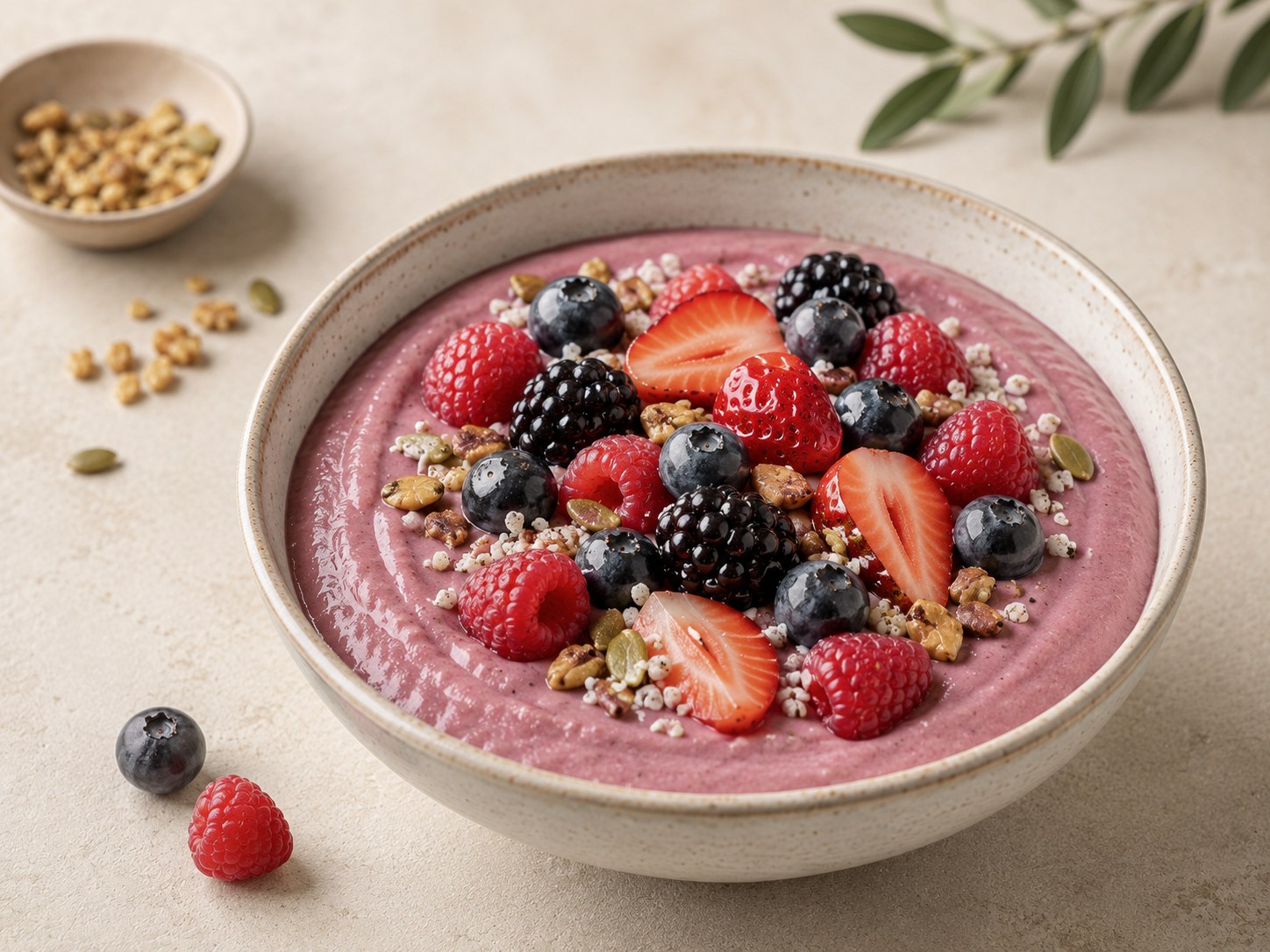 Foto de Smoothie bowl proteico con frutos rojos