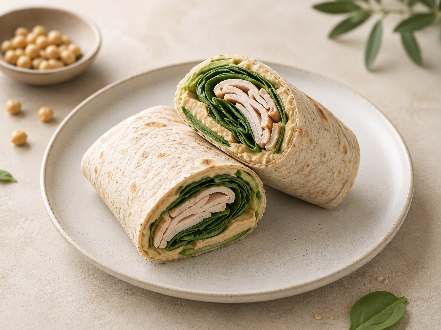 Foto de Wrap de pavo, espinacas y hummus